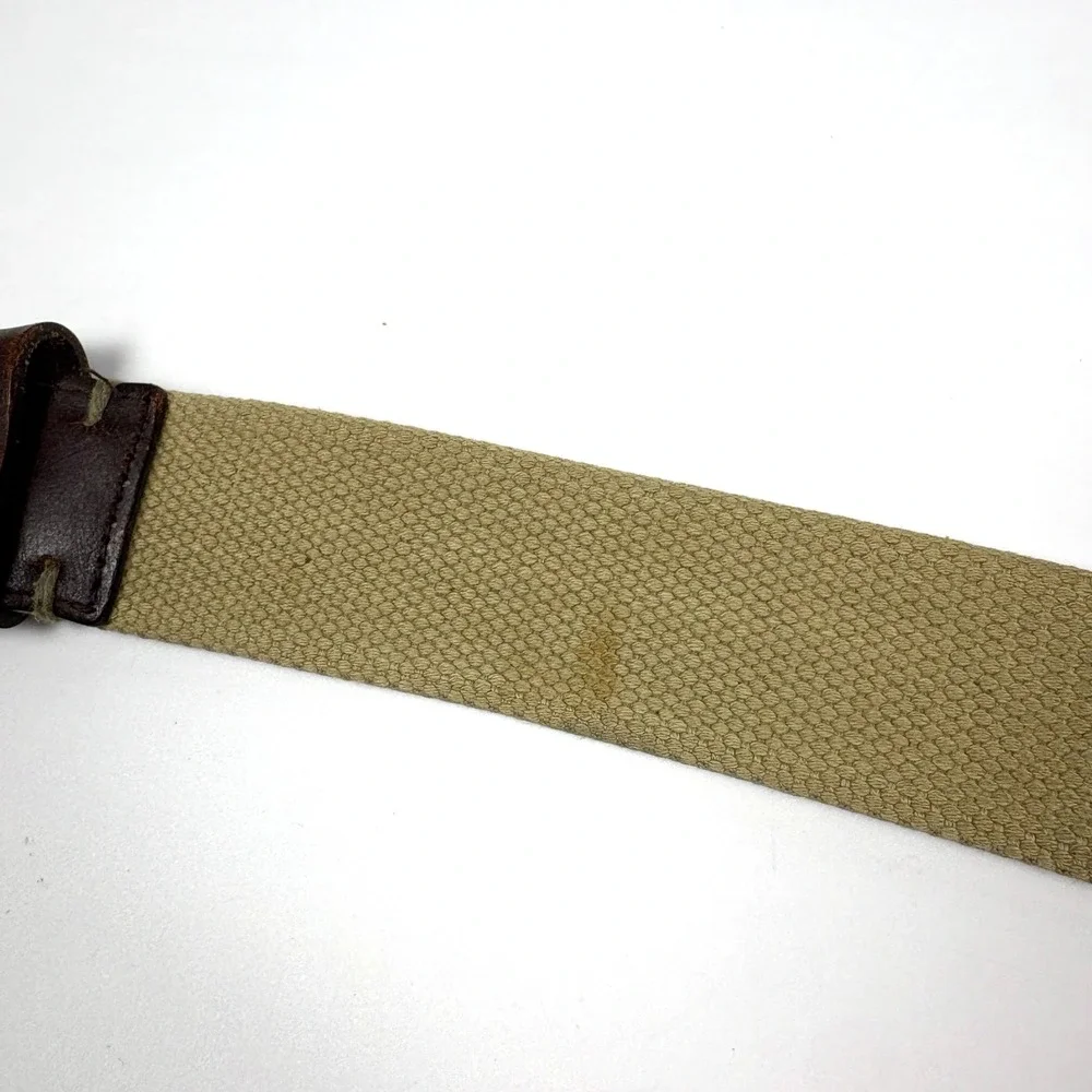 VTG‎ 90s Eddie Bauer Canvas & Leather Suringle Belt Khaki Mens 52
